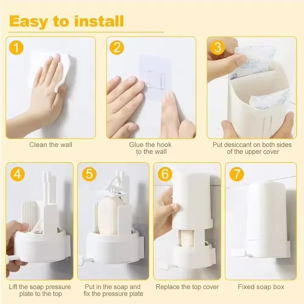 Soap Grinder, Wall Mounted Soap Grinder Container, Soap Grinder Dispenser, Bathroom Wall Mounted Shower Soap Dispenser, No Drill Waterproof Soap Container Grinder, Handwashing Leak Proof Soap Grinder