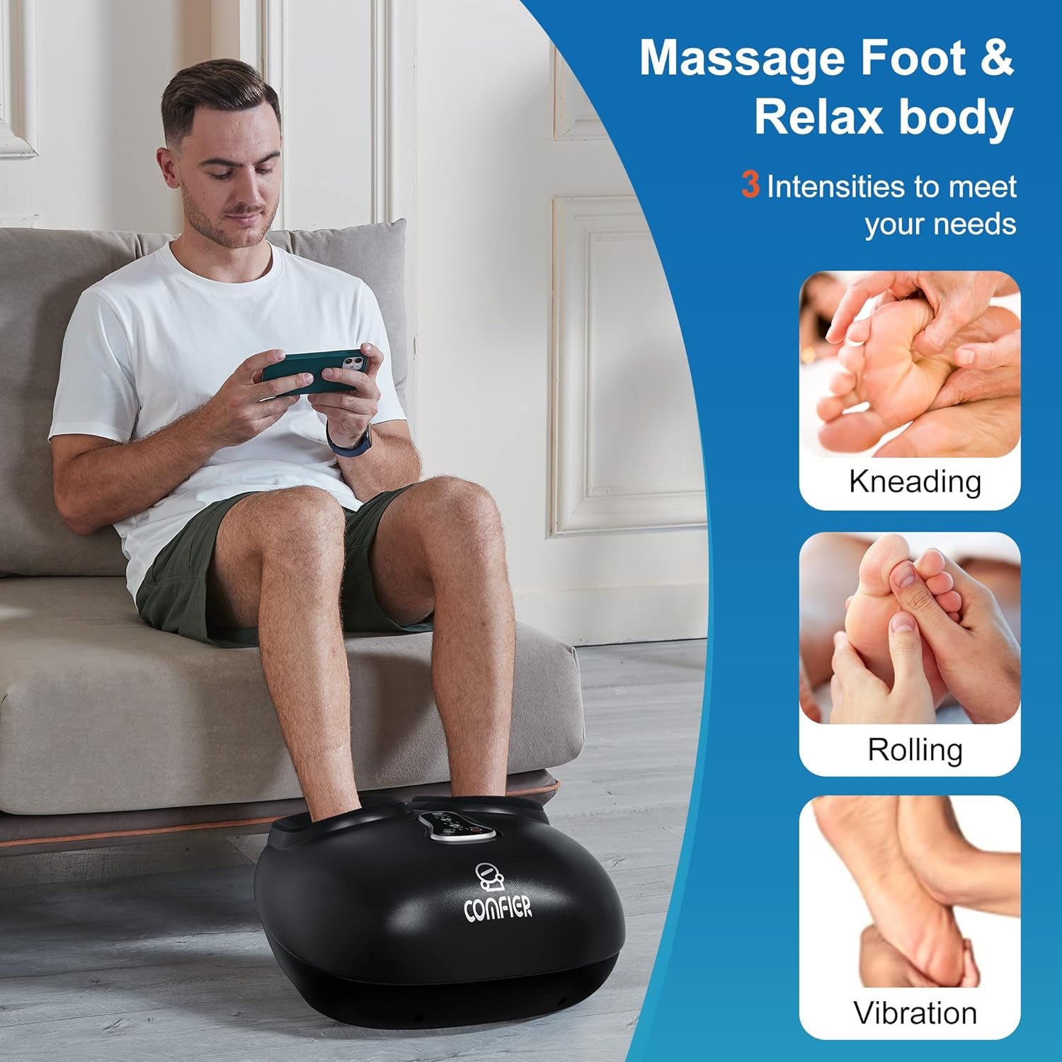 Shiatsu Foot Massager with Heat, Vibration,Rolling Compression Feet Massager Machine,Gifts for Her,Him Fits Size up to 13“ Multiple Modes